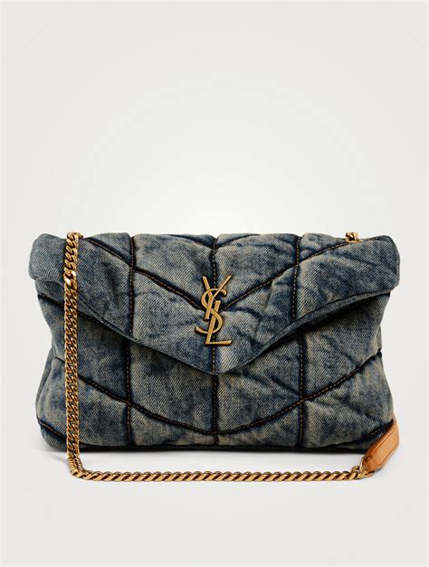 ysl small denim puffer bag|saint laurent toy loulou puffer.